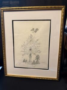 Mystic tree with a bald eagle trying to land on top